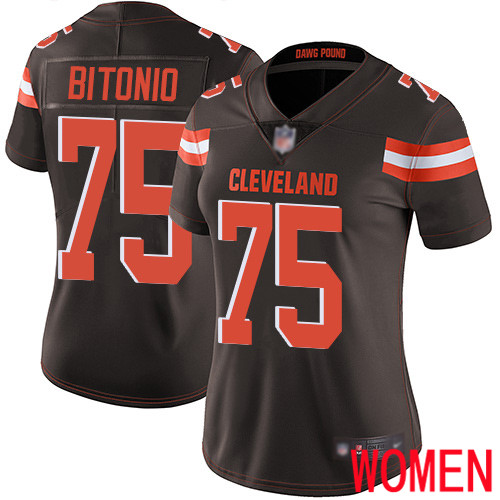 Cleveland Browns Joel Bitonio Women Brown Limited Jersey #75 NFL Football Home Vapor Untouchable->women nfl jersey->Women Jersey